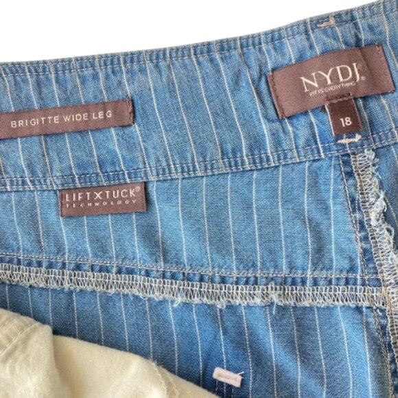 NYDJ High Rise Brigitte Wide Leg Capri Jeans 18 Light Marine Striped NWT - Picture 10 of 12